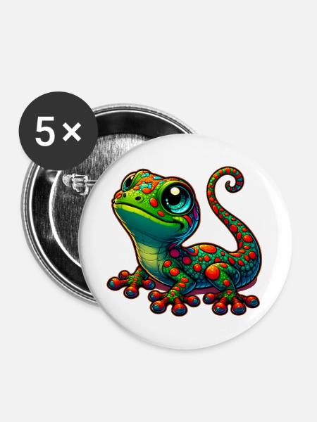 Gecko - Buttons groß 56 mm (5er Pack) - Weiß