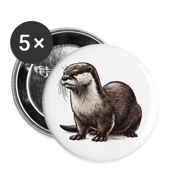 Loutre - Lot de 5 grands badges (56 mm) - blanc - Devant