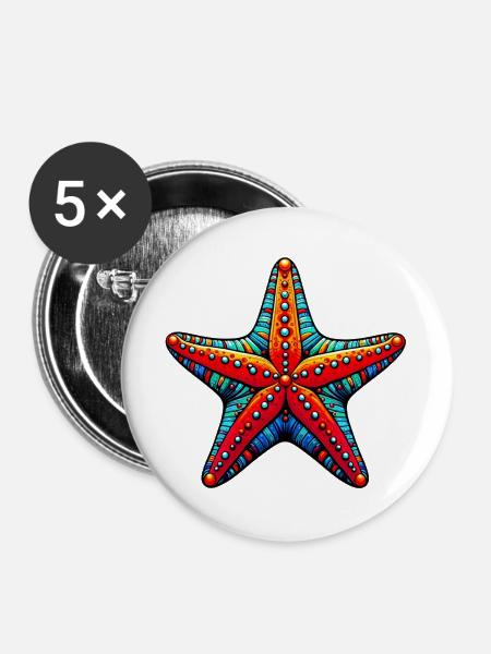 Seestern - Buttons groß 56 mm (5er Pack) - Weiß