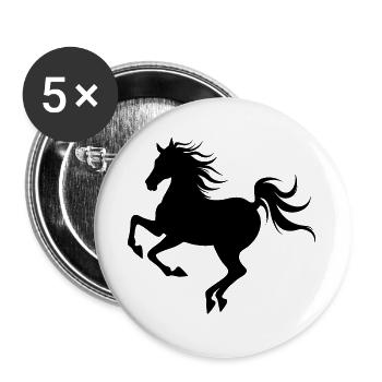 Silhouette de cheval gracieuse en mouvement - Lot de 5 grands badges (56 mm) - blanc - Devant