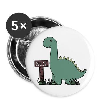 Dino Ben - Buttons groß 56 mm (5er Pack) - Weiß - Vorne
