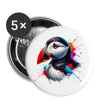 Papageitaucher - Buttons groß 56 mm (5er Pack) - Weiß - Vorne