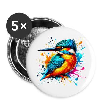 Martin-pêcheur - Lot de 5 grands badges (56 mm) - blanc - Devant