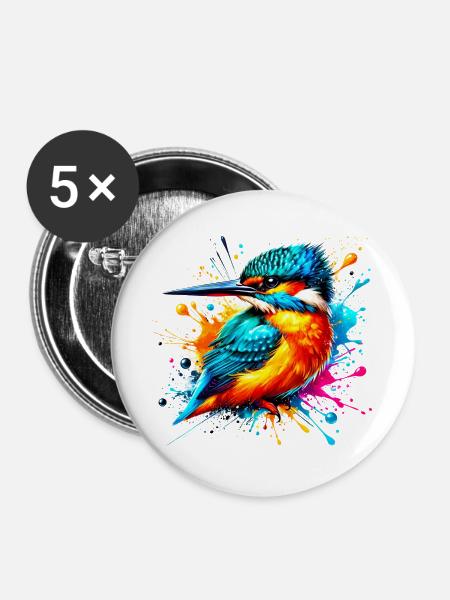Eisvogel - Buttons groß 56 mm (5er Pack) - Weiß