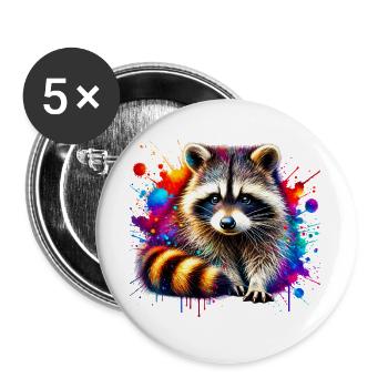 Raccoon - Buttons large 2.2''/56 mm (5-pack) - white - Front