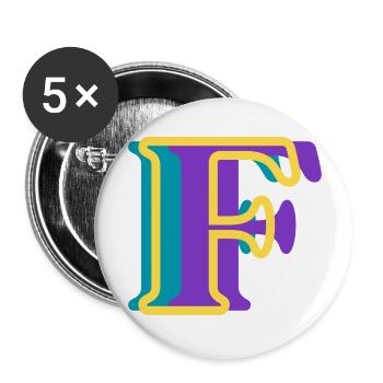 Letter f multicoloured - original gift idea - Buttons large 2.2''/56 mm (5-pack) - white - Front