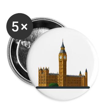 Big Ben mit dem London Eye - Buttons groß 56 mm (5er Pack) - Weiß - Vorne