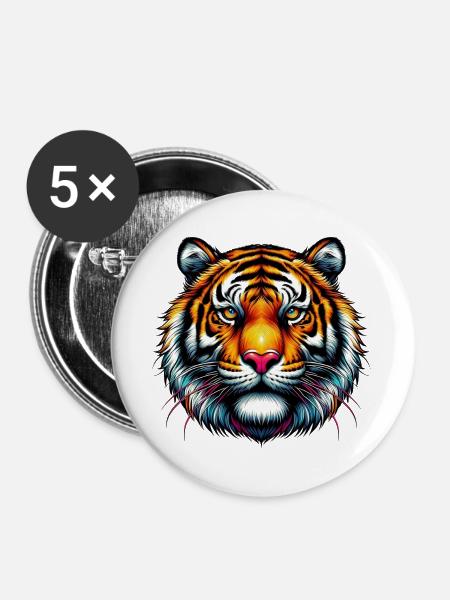 Tiger - Buttons groß 56 mm (5er Pack) - Weiß