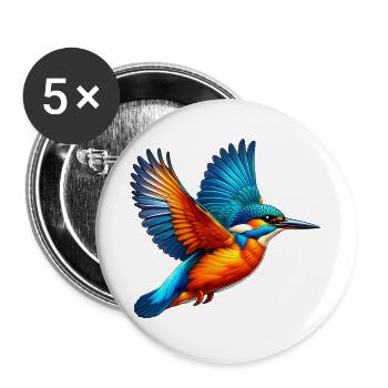 Martin-pêcheur - Lot de 5 grands badges (56 mm) - blanc - Devant