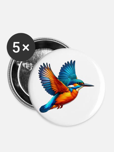 Eisvogel - Buttons groß 56 mm (5er Pack) - Weiß