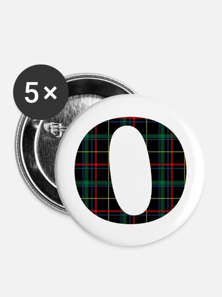 Monogramm o schottischer Tartan - Buttons groß 56 mm (5er Pack) - Weiß