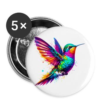 Colibri - Lot de 5 grands badges (56 mm) - blanc - Devant