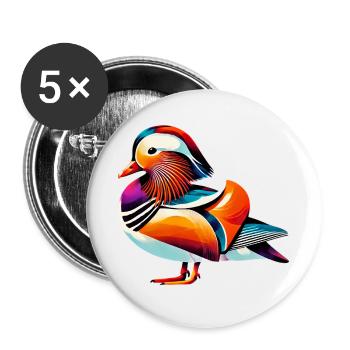 Mandarin duck - Buttons large 2.2''/56 mm (5-pack) - white - Front