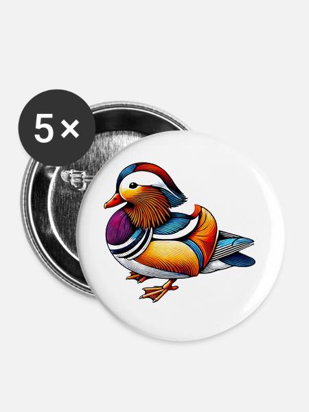 Mandarinente - Buttons groß 56 mm (5er Pack) - Weiß
