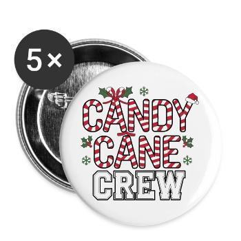 Noël festif de l’équipage de la canne à sucre - Lot de 5 grands badges (56 mm) - blanc - Devant
