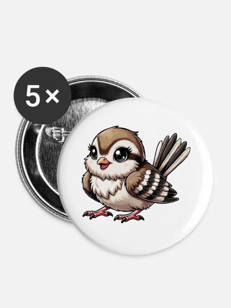 Spatz - Buttons groß 56 mm (5er Pack) - Weiß