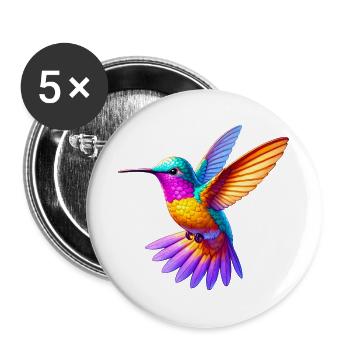 Kolibri - Buttons groß 56 mm (5er Pack) - Weiß - Vorne