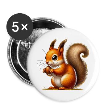 Eichhörnchen - Buttons groß 56 mm (5er Pack) - Weiß - Vorne