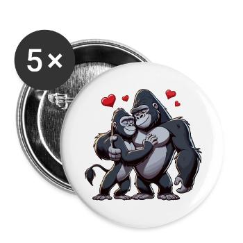 Couple de gorilles - Lot de 5 grands badges (56 mm) - blanc - Devant