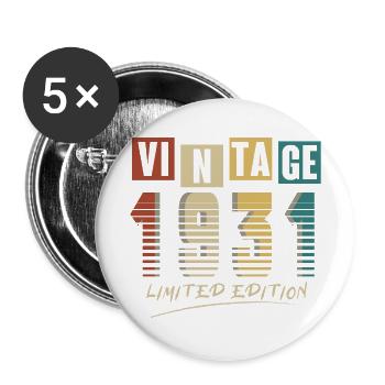 1931 Vintage 1931 né en 19394 ansniversaire. Année - Lot de 5 grands badges (56 mm) - blanc - Devant