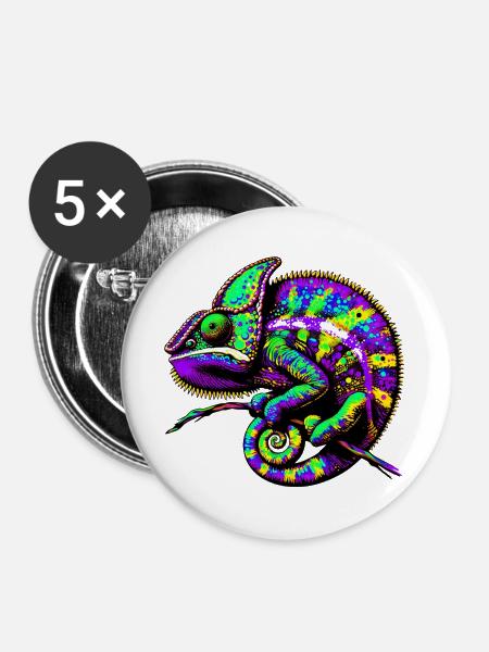 Chamäleon - Buttons groß 56 mm (5er Pack) - Weiß