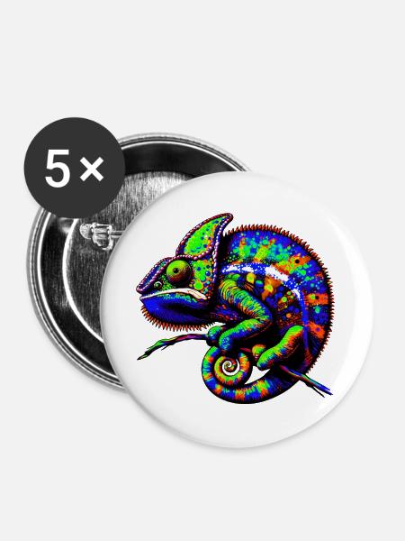 Chamäleon - Buttons groß 56 mm (5er Pack) - Weiß