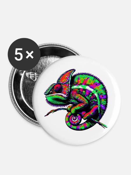 Chamäleon - Buttons groß 56 mm (5er Pack) - Weiß