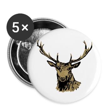 Cerf - Lot de 5 grands badges (56 mm) - blanc - Devant
