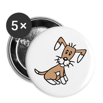 chien assis mignon petit chiot heureux animal de compagnie - Lot de 5 grands badges (56 mm) - blanc - Devant