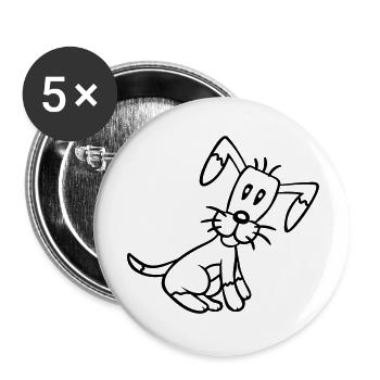 chien assis mignon petit chiot heureux animal de compagnie - Lot de 5 grands badges (56 mm) - blanc - Devant