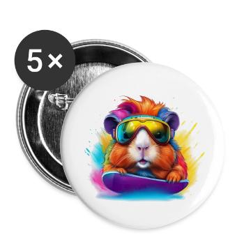 Planche de surf Cool Cobaye - Lot de 5 grands badges (56 mm) - blanc - Devant