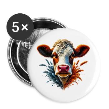 Vache - Lot de 5 grands badges (56 mm) - blanc - Devant