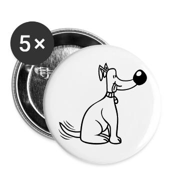 Dog Big Nose Wagging Cute Happy - Buttons large 2.2''/56 mm (5-pack) - white - Front