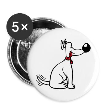 Dog Big Nose Wagging Cute Happy - Buttons large 2.2''/56 mm (5-pack) - white - Front