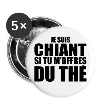 Mann, der liebt: Tee. Lustiger Design-Humor - Buttons groß 56 mm (5er Pack) - Weiß - Vorne