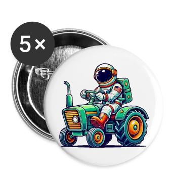Astronaut Traktor - Buttons groß 56 mm (5er Pack) - Weiß - Vorne