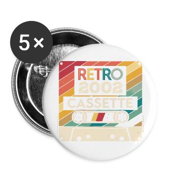 Retro 1975 Vintage 2002 - Cadeau Anniversaire 2002 - Lot de 5 grands badges (56 mm) - blanc - Devant