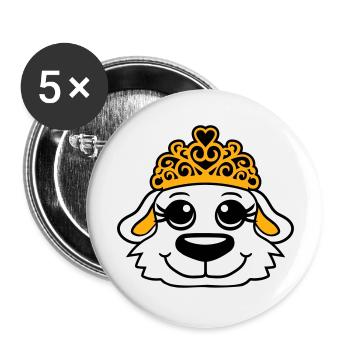 Chien Couronne Reine Fille Jolie Princesse Femme - Lot de 5 grands badges (56 mm) - blanc - Devant