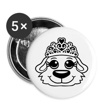 Chien Couronne Reine Fille Jolie Princesse Femme - Lot de 5 grands badges (56 mm) - blanc - Devant