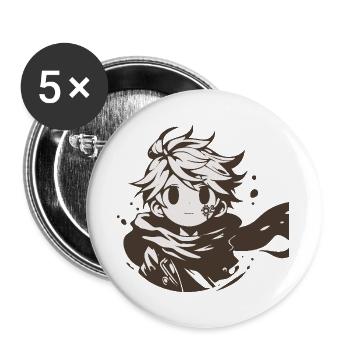 MangaCharakter mit Braunem Schal - Buttons groß 56 mm (5er Pack) - Weiß - Vorne