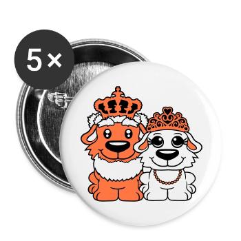 Two Dogs Crown King Queen Ruler Majesty - Buttons large 2.2''/56 mm (5-pack) - white - Front