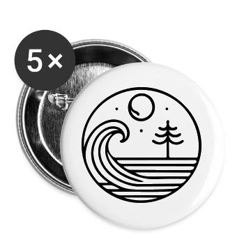 Natur im Einklang – Welle und Mond im Kreislauf - Buttons groß 56 mm (5er Pack) - Weiß - Vorne