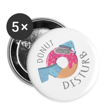 „Donut Disturb“ - Lustiges Schlaf-Shirt - Buttons groß 56 mm (5er Pack) - Weiß - Vorne