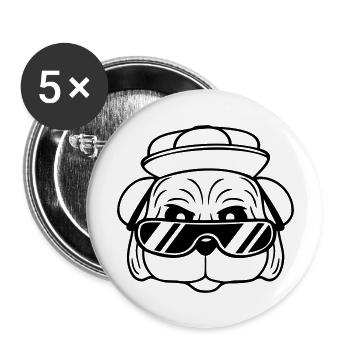Dog Pug Cool Sunglasses Cappy Cap Teen - Buttons large 2.2''/56 mm (5-pack) - white - Front