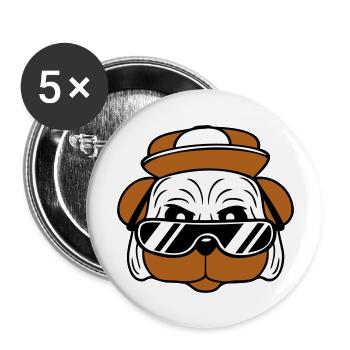 Dog Pug Cool Sunglasses Cappy Cap Teen - Buttons large 2.2''/56 mm (5-pack) - white - Front