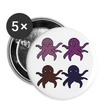oktopus 4fach - Buttons groß 56 mm (5er Pack) - Weiß - Vorne