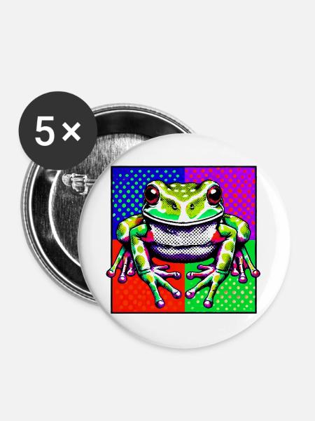 Frosch - Buttons groß 56 mm (5er Pack) - Weiß