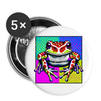 Frosch - Buttons groß 56 mm (5er Pack) - Weiß - Vorne