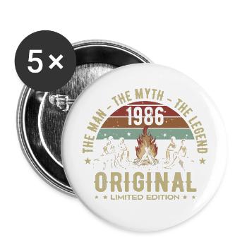 Legendary Since 1986 | Men's 39th Birthday - Buttons large 2.2''/56 mm (5-pack) - white - Front