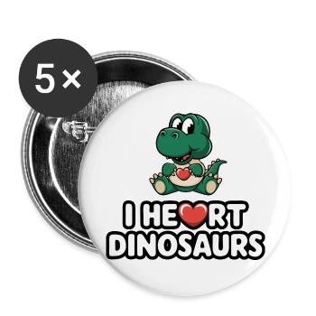I Heart Dinosaurs T-Shirt - Buttons large 2.2''/56 mm (5-pack) - white - Front